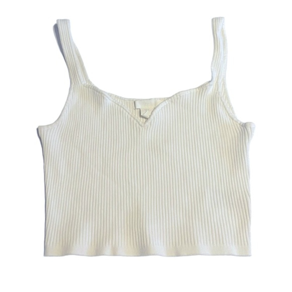 Women’s H&M White Rib Knit Sweetheart Neck Tank Top